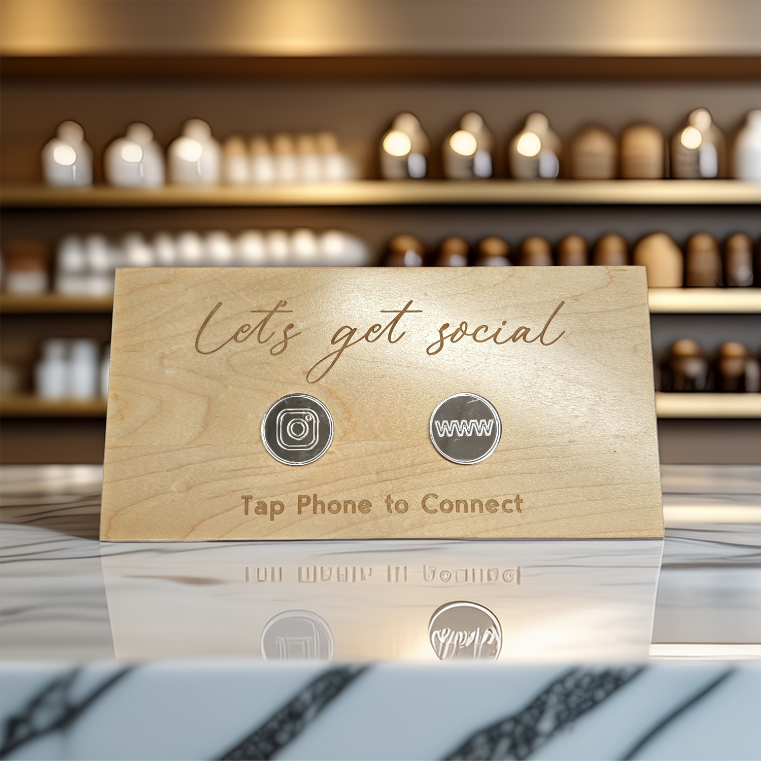 TouchWood by RESiTAP maple board on retail counter