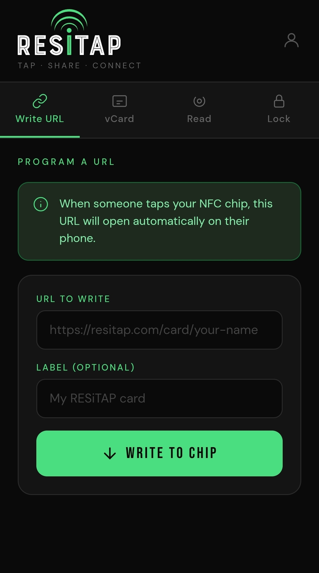RESiTAP app screenshot